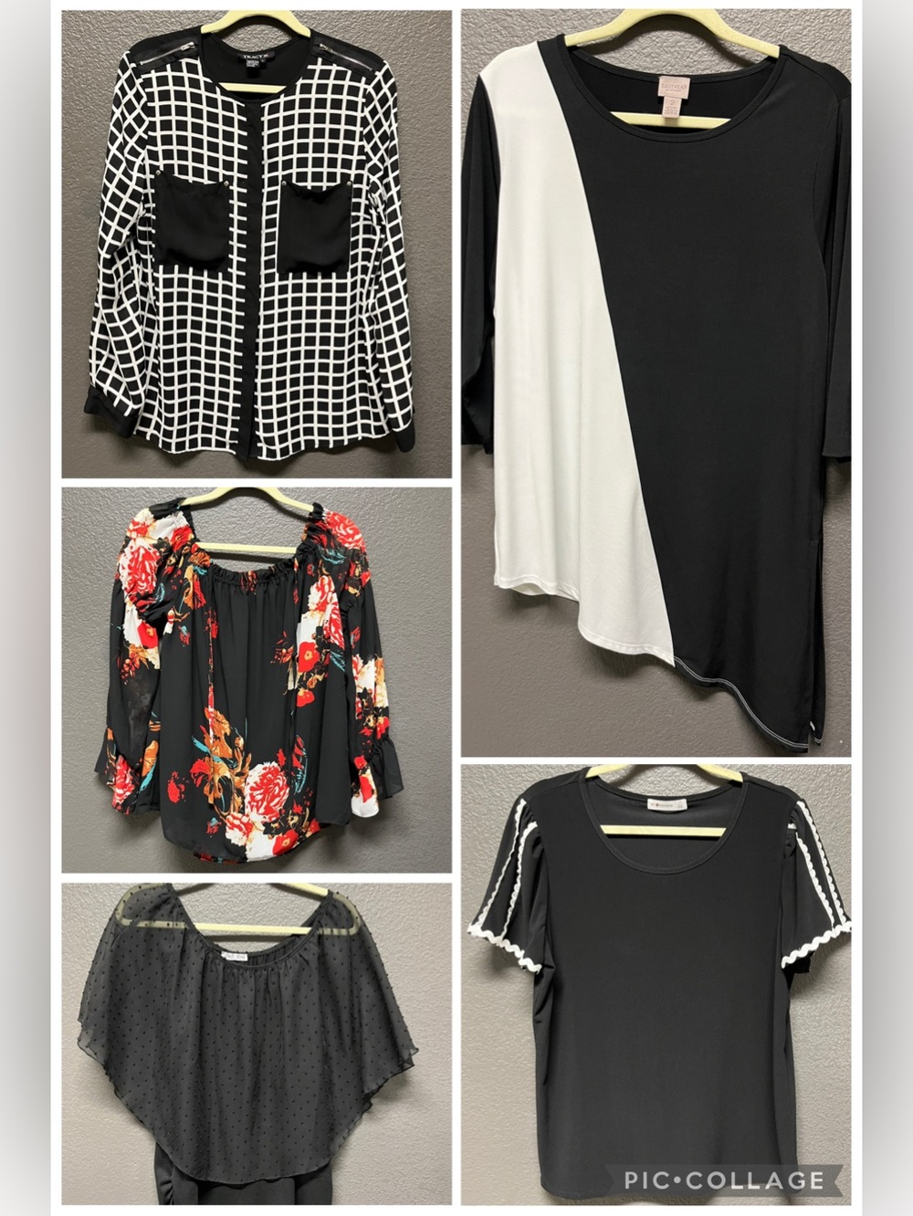 Bundle Lot of 5 Womens Large Blouses Tops Shirts EUC Black White Chicos Buffalo